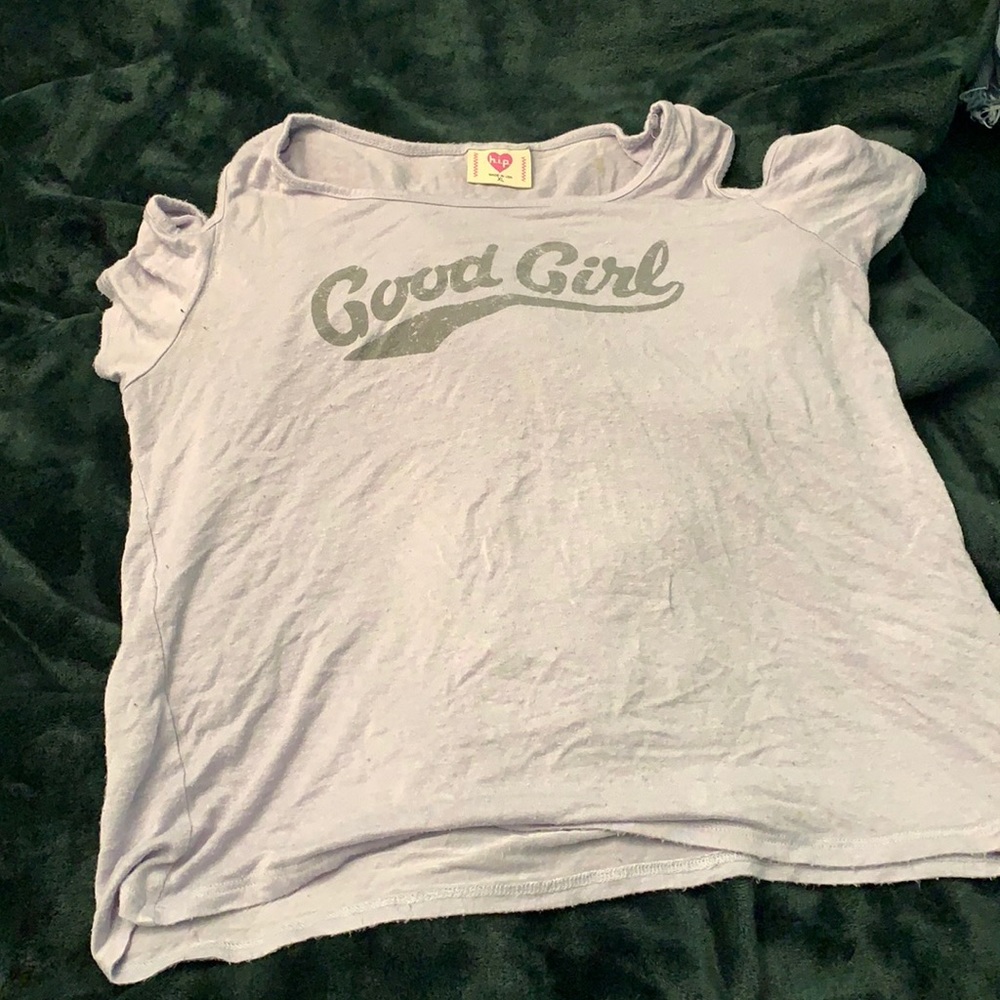 Girls Purple “Good Girls” Cold Shoulder T-shirt